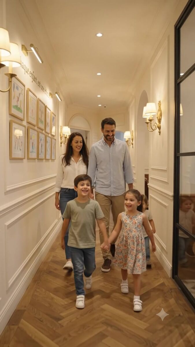 A dad, a mom and their kids arriving at Luciole in Jounieh