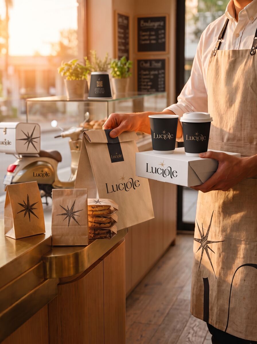 Luciole coffee and food packed for takeaway and delivery